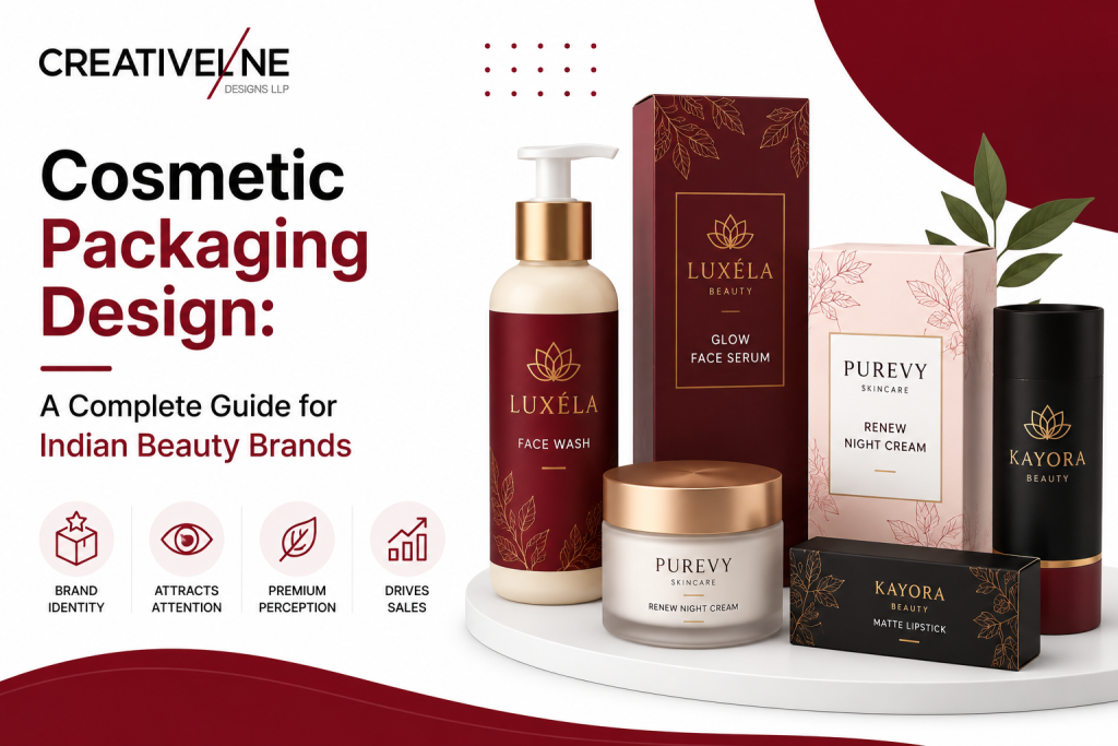 Cosmetic packaging design for Indian beauty brands with luxury skincare packaging and premium beauty product branding