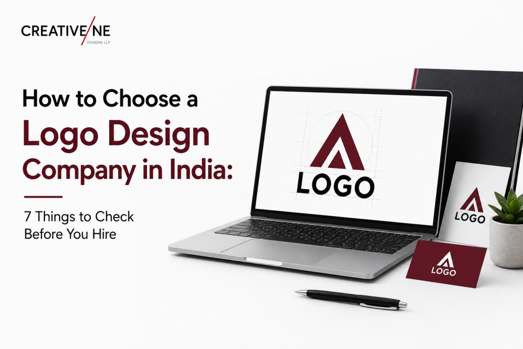 Professional logo design process showing multiple logo concepts presented to client by Indian design agency