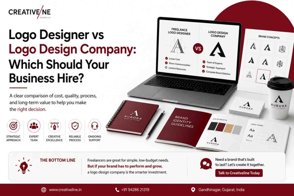 Logo designer vs logo design company comparison for businesses