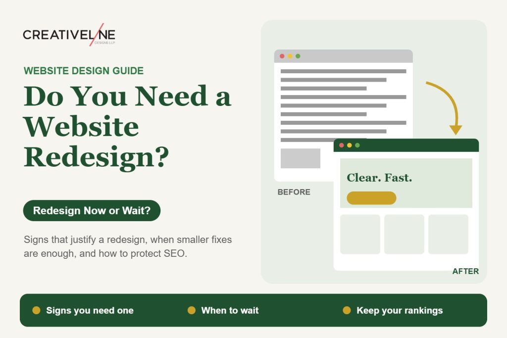 Website redesign before and after comparison of an outdated site and a clean modern layout