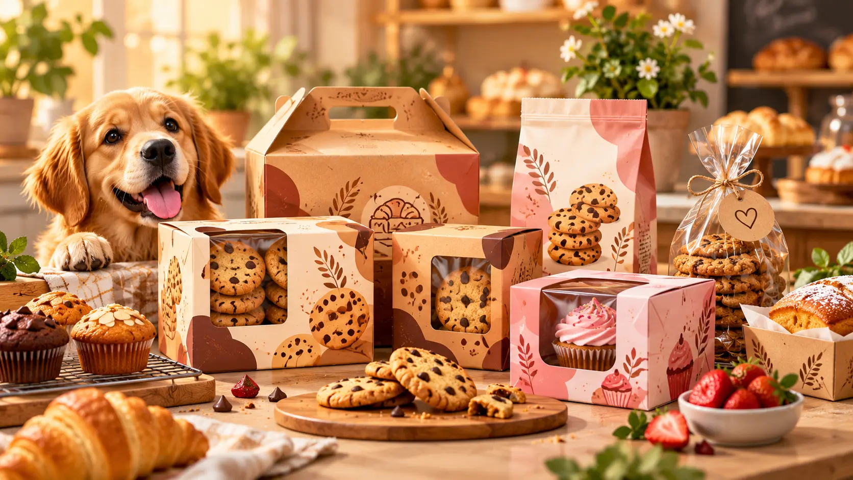 Golden Retriever’s Cozy Bakery Display